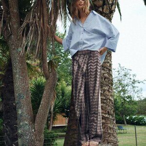 Zara Tie-Dye Wrap Trousers Linen Blend